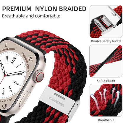 Lerobo 2 Pulseiras Nylon Apple Watch (Preto/Preto Vermelho)