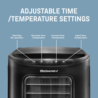 Elite Gourmet EFD-313B Desidratador de Alimentos 480W 6 Bandejas Inox
