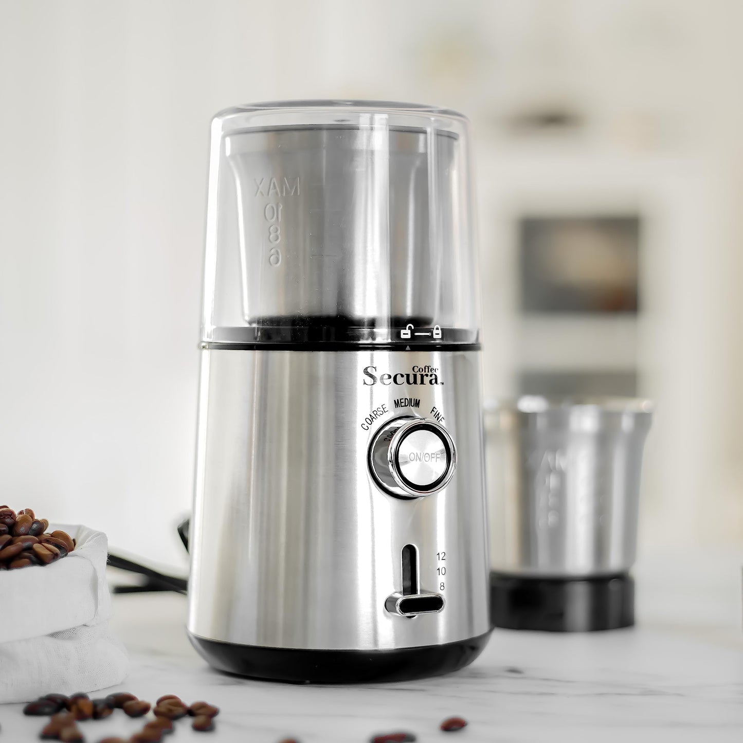 Secura Moedor Elétrico de Café e Temperos com Ajustes e Lâminas Inox