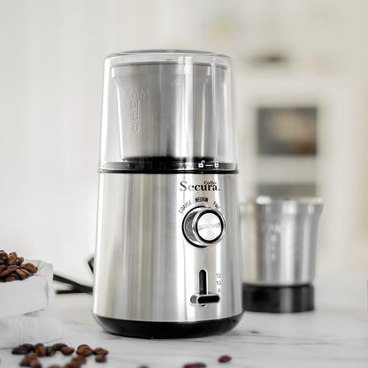 Secura Moedor Elétrico de Café e Temperos com Ajustes e Lâminas Inox