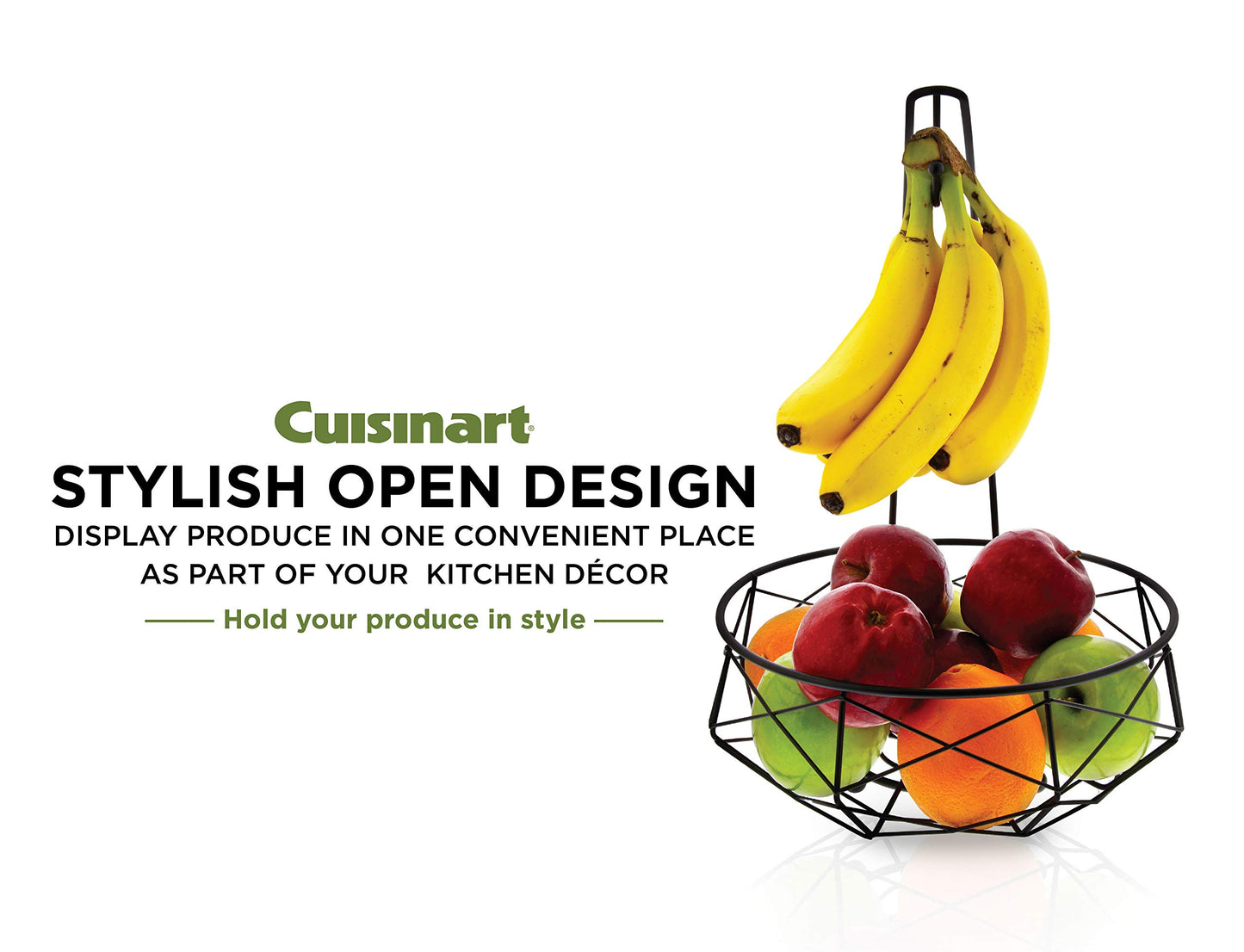 Cuisinart Cesta de Frutas em Aço Inox com Suporte para Banana (Preto Fosco)
