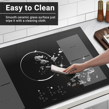 Cooktop AMZCHEF Indução 36" Embutido, 10800W, 5 Zonas e Função Boost