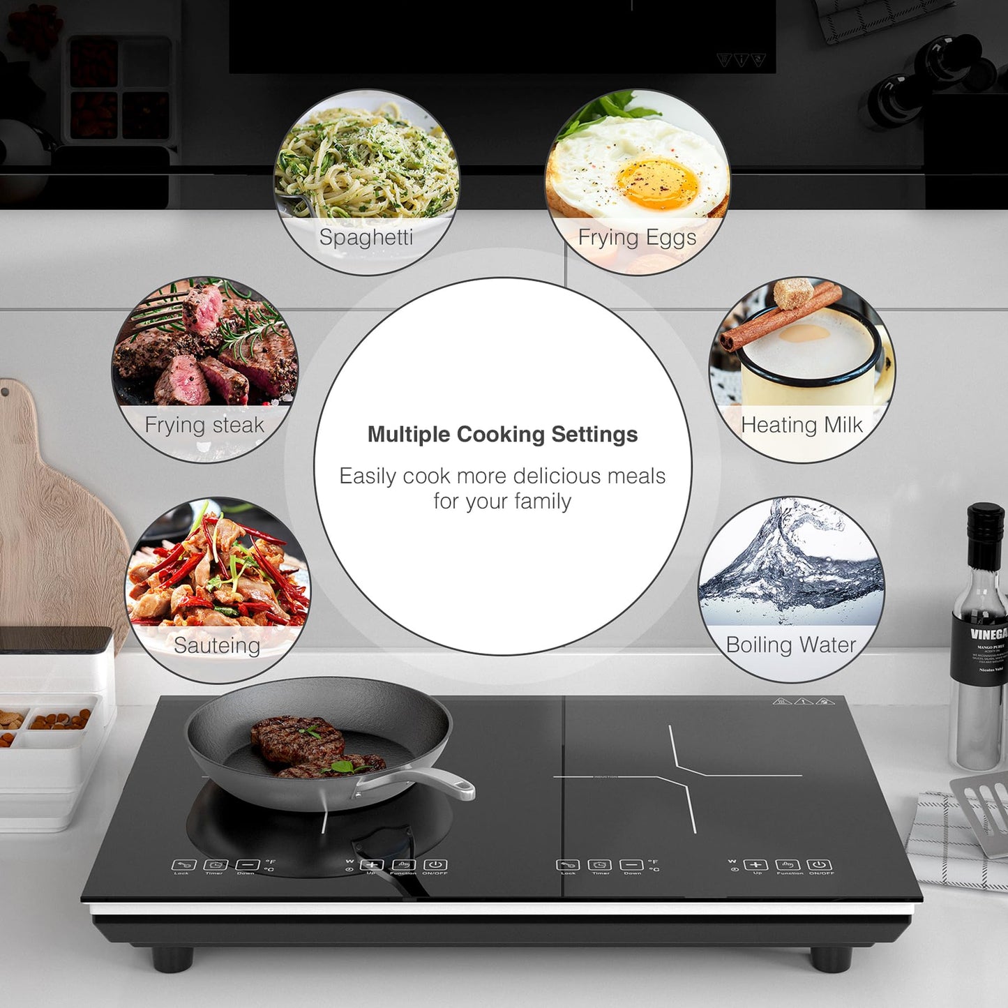 VBGK Cooktop de Indução Dupla 24" 4000W 2 Queimadores (Preto)