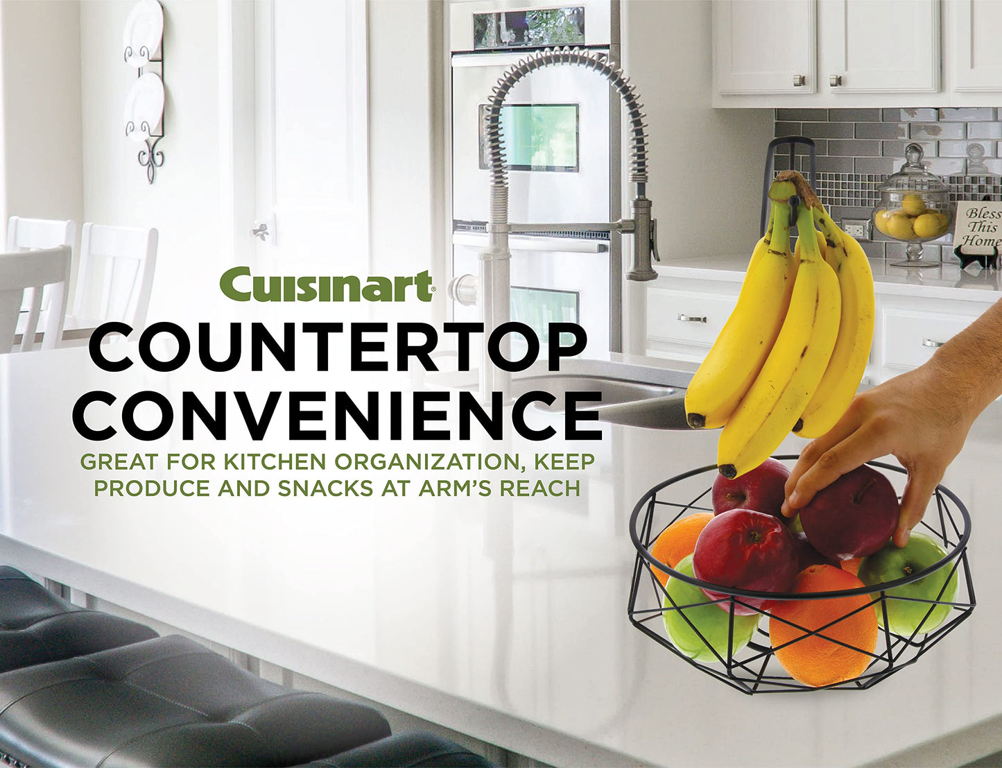 Cuisinart Cesta de Frutas em Aço Inox com Suporte para Banana (Preto Fosco)