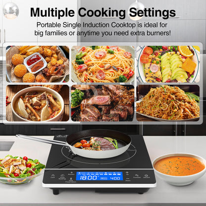 VBGK Cooktop de Indução 1800W Portátil com Tela Touch e 9 Níveis (Preto)