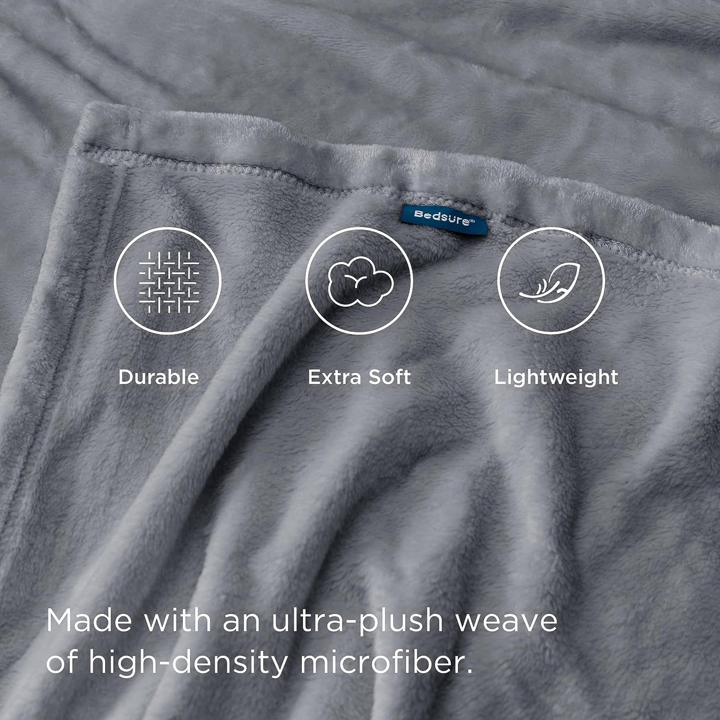 Bedsure Cobertores de lã tamanho duplo cinza - 300GSM leve