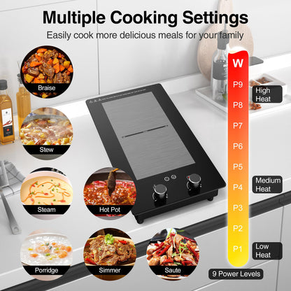 VBGK Cooktop de Indução 3000W, 2 Bocas, Controle por Toque e Botão, 110V