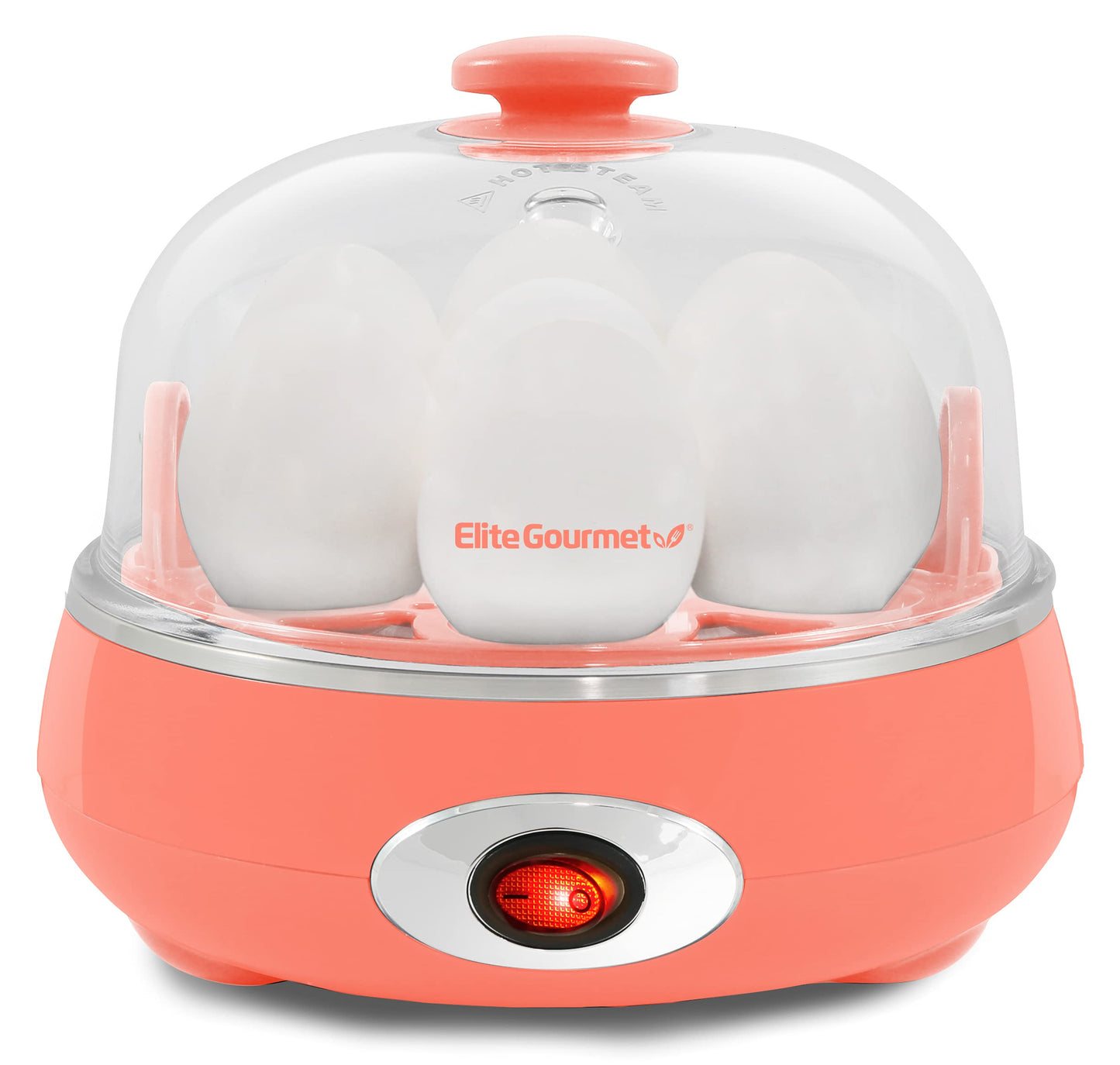 Elite Gourmet EGC007C Egg Cooker Elétrico 7 Ovos Coral